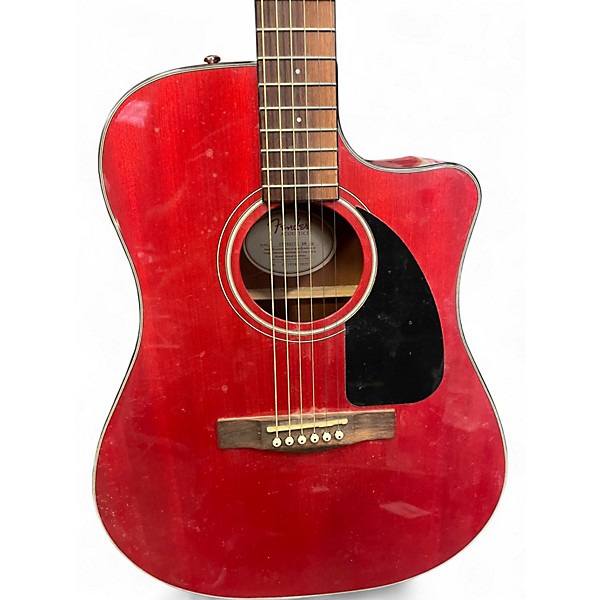 Used Fender CD140SCE Candy Apple Red Acoustic Electric Guitar