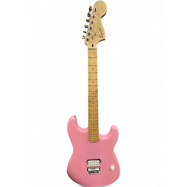 Used Squier Hello Kitty Stratocaster Single Hum Pink With Kitty Pickguard Pink Solid Body Electric Guitar