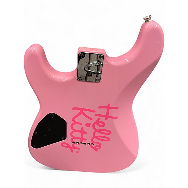 Used Squier Hello Kitty Stratocaster Single Hum Pink With Kitty Pickguard Pink Solid Body Electric Guitar