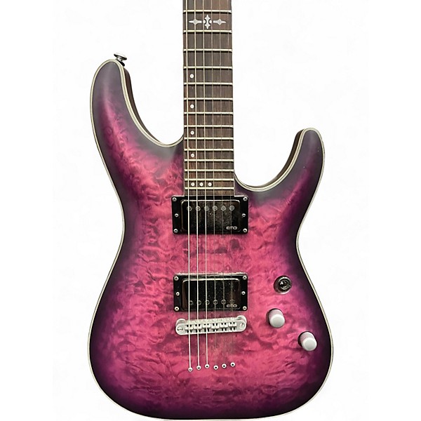 Used Schecter Guitar Research C1 Platinum Trans Purple Solid Body Electric Guitar