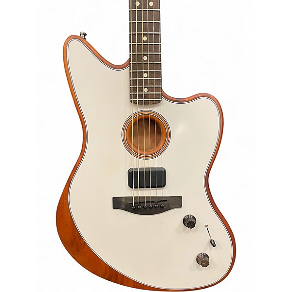 Used 2021 Fender American Acoustasonic Jazzmaster Arctic White Acoustic Electric Guitar