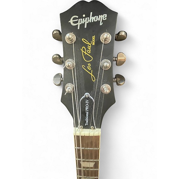 Used Epiphone Les Paul Traditional Pro IV Black and White Solid Body Electric Guitar