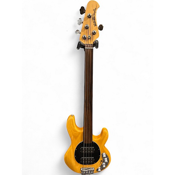 Used Ernie Ball Music Man StingRay Fretless Natural Electric Bass Guitar