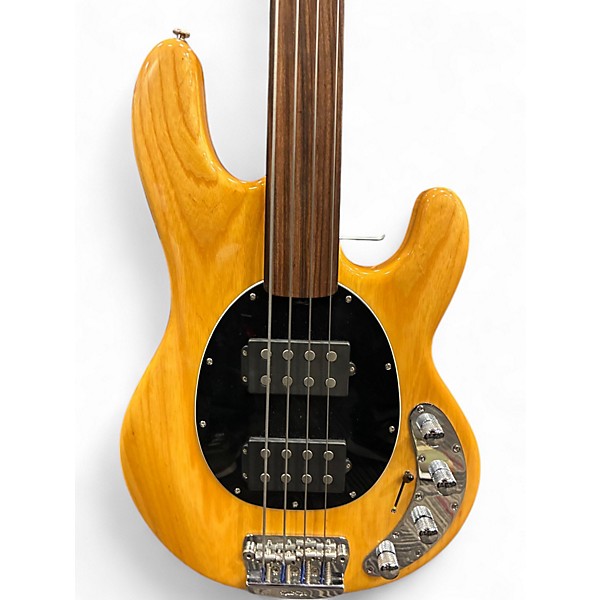 Used Ernie Ball Music Man StingRay Fretless Natural Electric Bass Guitar