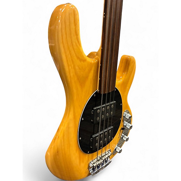 Used Ernie Ball Music Man StingRay Fretless Natural Electric Bass Guitar