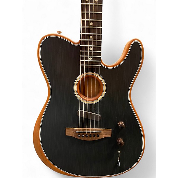 Used Fender Acoustasonic Player Telecaster Brushed Black Acoustic Electric Guitar