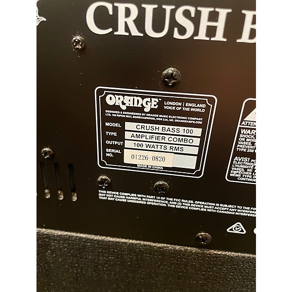 Used 2020 Orange Amplifiers CRUSH BASS 100 Bass Combo Amp