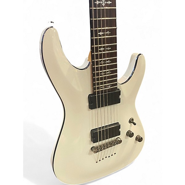 Used Schecter Guitar Research Demon 7 String Alpine White Solid Body Electric Guitar
