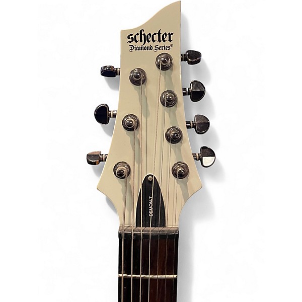 Used Schecter Guitar Research Demon 7 String White Solid Body Electric Guitar