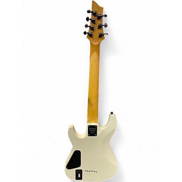 Used Schecter Guitar Research Demon 7 String White Solid Body Electric Guitar