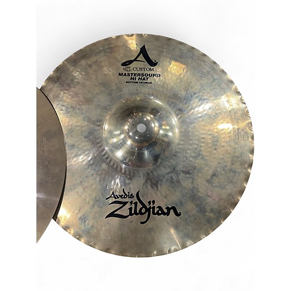 Used Zildjian 14in A Custom Mastersound Hi Hat Top Cymbal