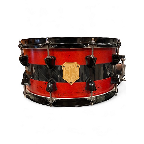 Used SJC Drums 7X14 Custom Snare red and black Drum