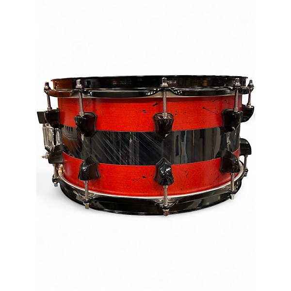 Used SJC Drums 7X14 Custom Snare red and black Drum