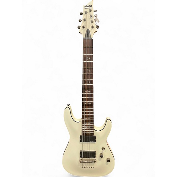 Used Schecter Guitar Research Demon 7 String Alpine White Solid Body Electric Guitar