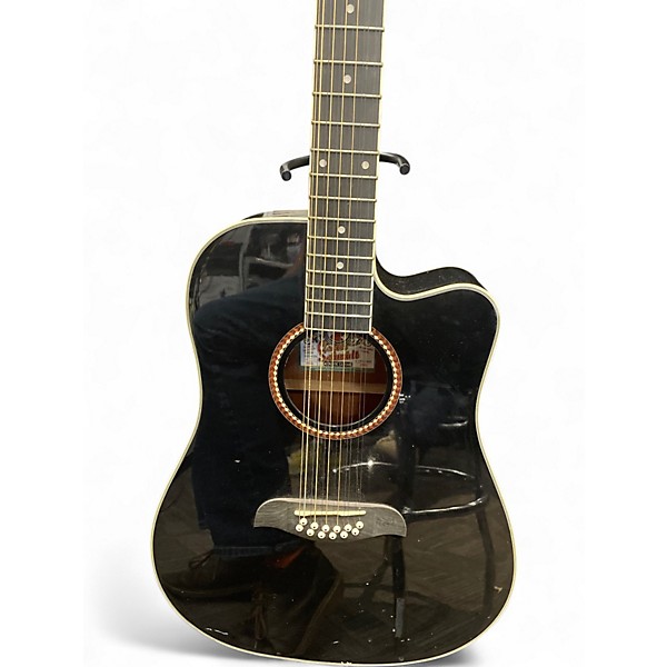 Used Oscar Schmidt OD312CE Black 12 String Acoustic Guitar