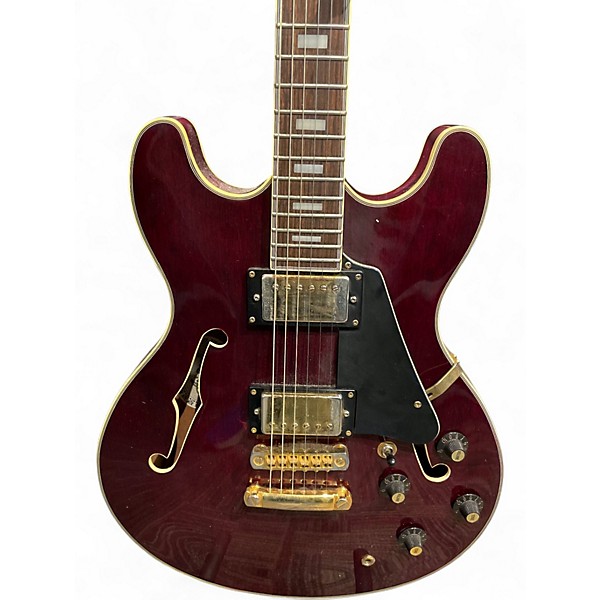 Vintage 1980s Aria TA-60 Burgundy Hollow Body Electric Guitar