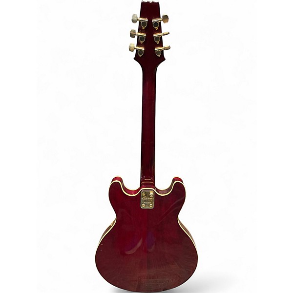 Vintage 1980s Aria TA-60 Burgundy Hollow Body Electric Guitar