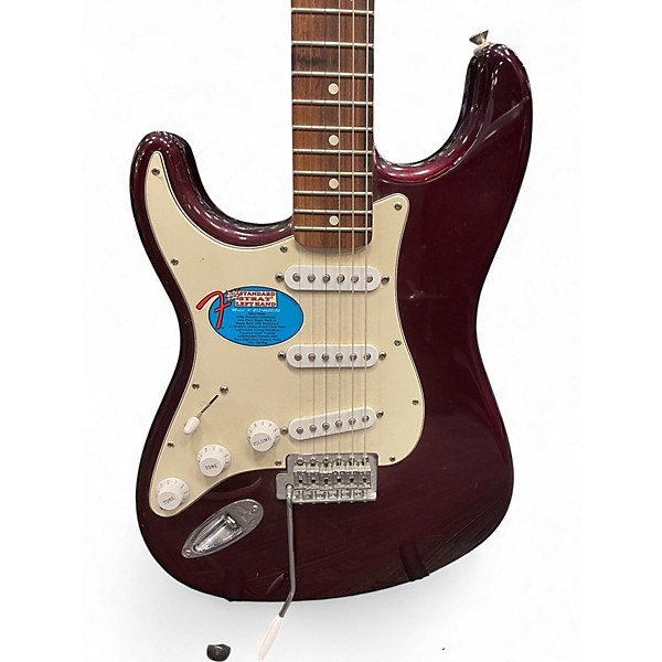 Used Fender Standard Stratocaster Left Handed Burgundy Electric Guitar