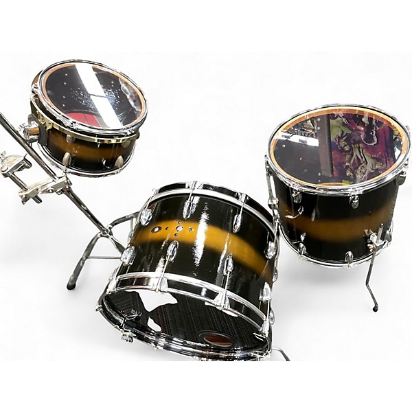 Vintage 1950s Slingerland 3 Piece 1950 Gene Krupa Kit 3pc Black and Gold Drum Kit