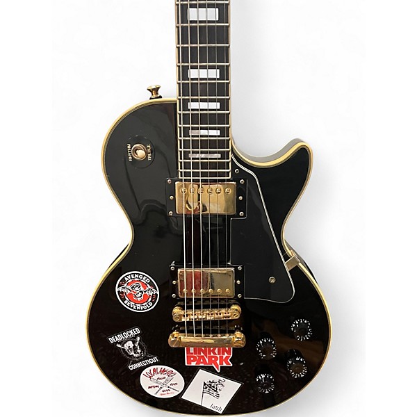Used Epiphone Les Paul Custom Black and Gold Solid Body Electric Guitar
