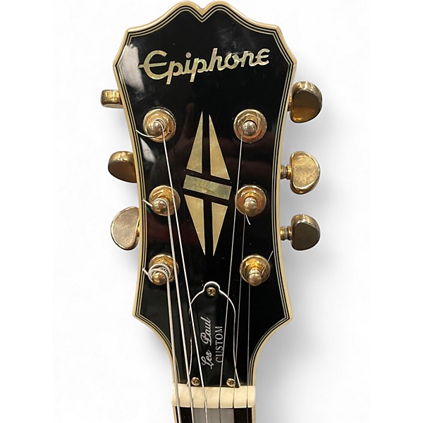 Used Epiphone Les Paul Custom Black and Gold Solid Body Electric Guitar