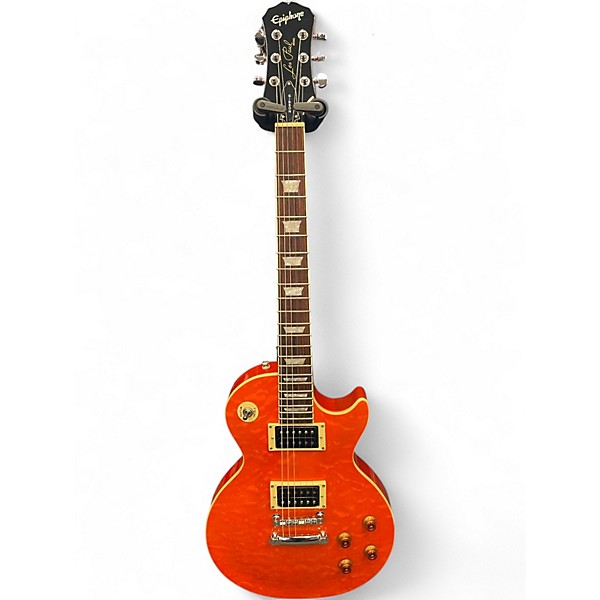 Used Epiphone Les Paul Classic Quilt top Orange Solid Body Electric Guitar