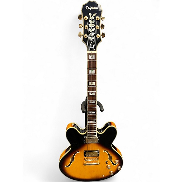 Used 2004 Epiphone Sheraton Vintage Sunburst Hollow Body Electric Guitar