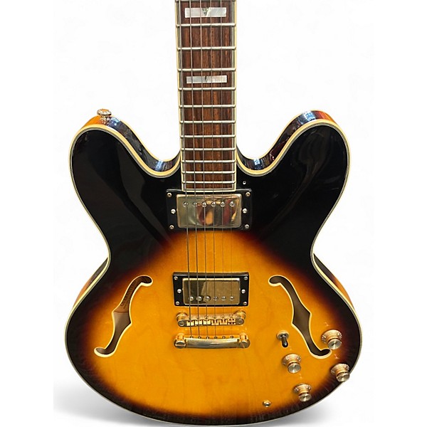 Used 2004 Epiphone Sheraton Vintage Sunburst Hollow Body Electric Guitar