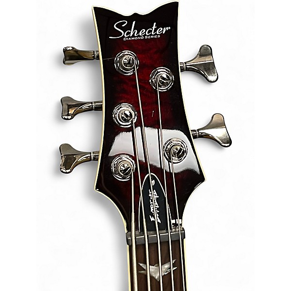 Used Schecter Guitar Research Stiletto Extreme 5 String Cherry Electric Bass Guitar