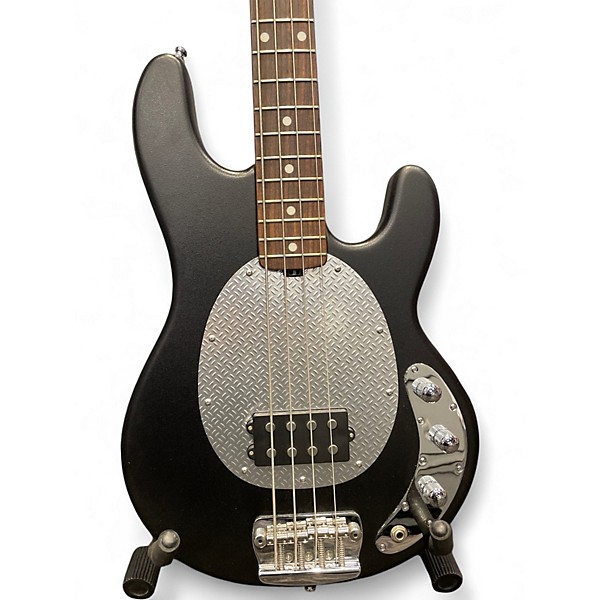 Used Ernie Ball Music Man Stingray SUB Bass BLACK WITH DIAMOND PLATE Electric Bass Guitar
