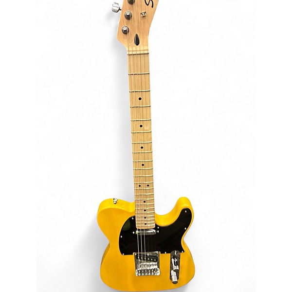 Used Squier Telecaster Black and Yellow Solid Body Electric Guitar