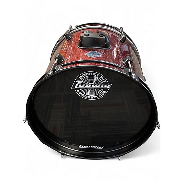 Used Ludwig 4 Piece Questlove Pocket Kit red sparkle Drum Kit