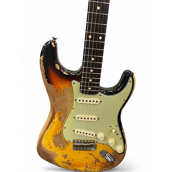 Used 2023 Fender Custom Shop Dual Mag II Strat Super Heavy Relic Aged 3 Color Sunburst Solid Body Electric Guitar