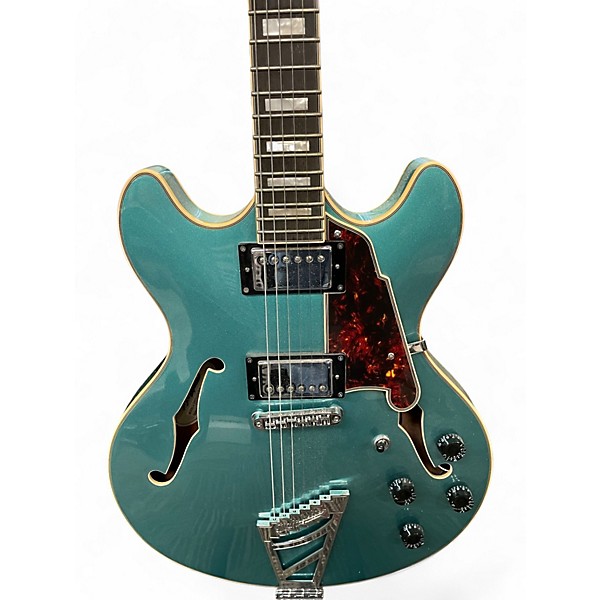 Used D'Angelico Premier Series DC Turquoise Hollow Body Electric Guitar