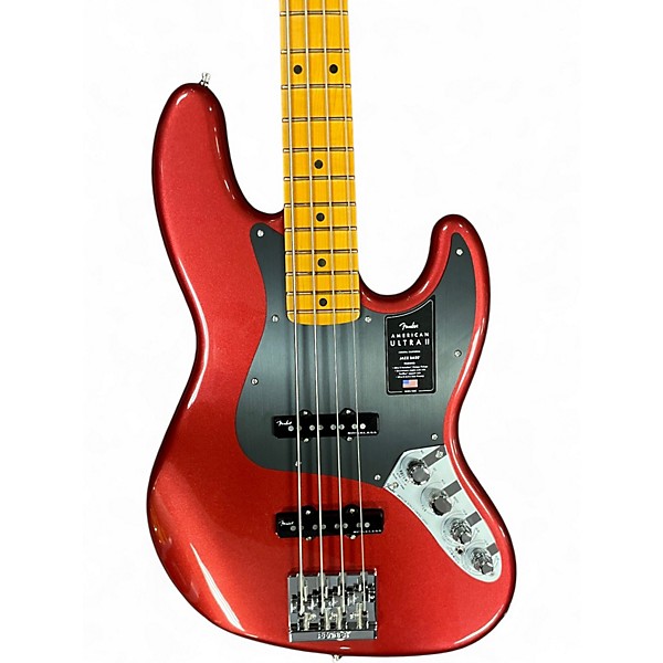 Used Fender American Ultra II Jazz Bass Candy Apple Red Electric Bass Guitar