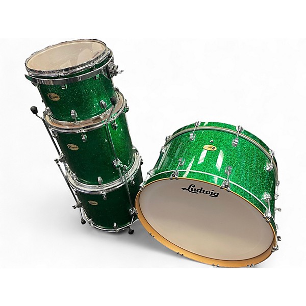 Used Ludwig 4 Piece Centennial Green Sparkle Drum Kit