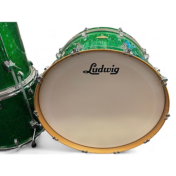 Used Ludwig 4 Piece Centennial Green Sparkle Drum Kit