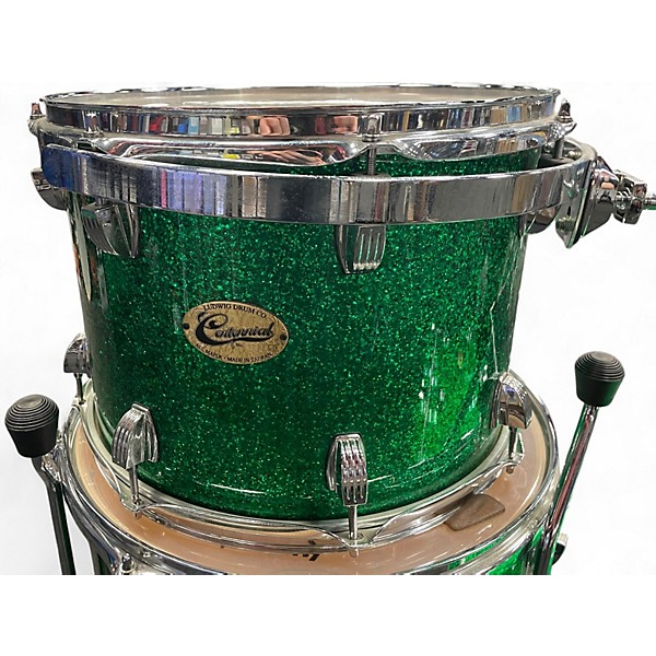 Used Ludwig 4 Piece Centennial Green Sparkle Drum Kit