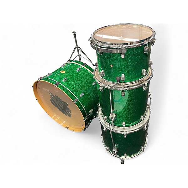Used Ludwig 4 Piece Centennial Green Sparkle Drum Kit