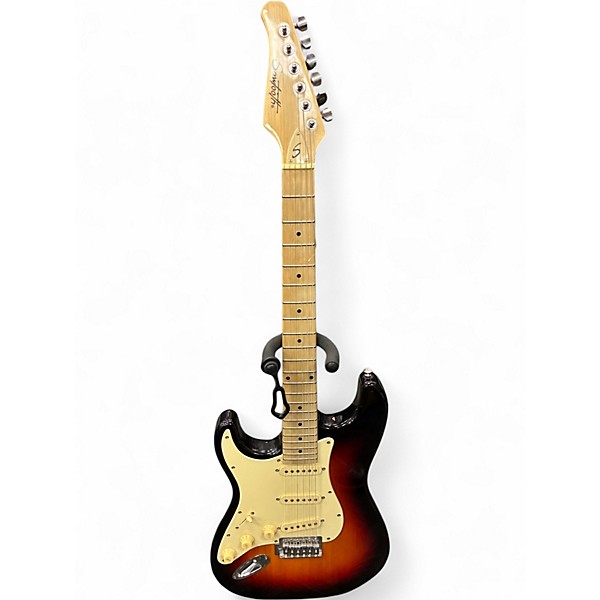 Used Sawtooth double cutaway electric LH 3 Color Sunburst Solid Body Electric Guitar