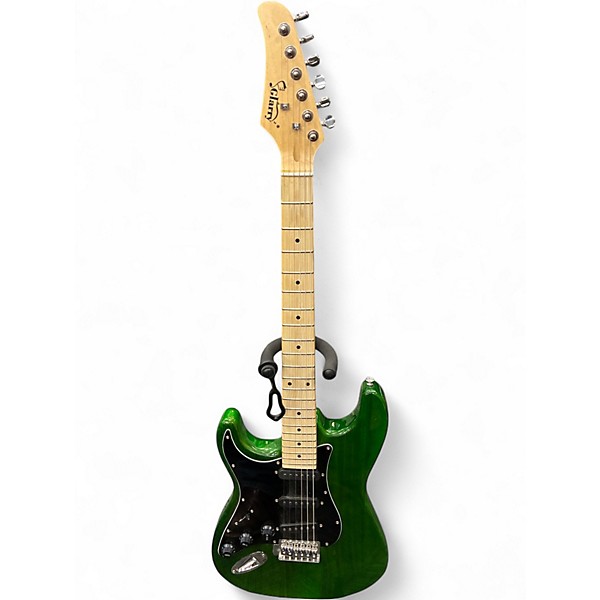 Used Glarry double cutaway electric LH Trans Green Solid Body Electric Guitar
