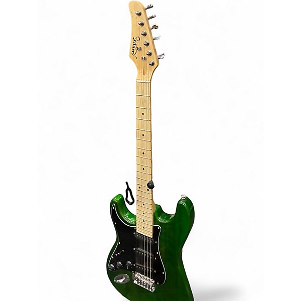Used Glarry double cutaway electric LH Trans Green Solid Body Electric Guitar