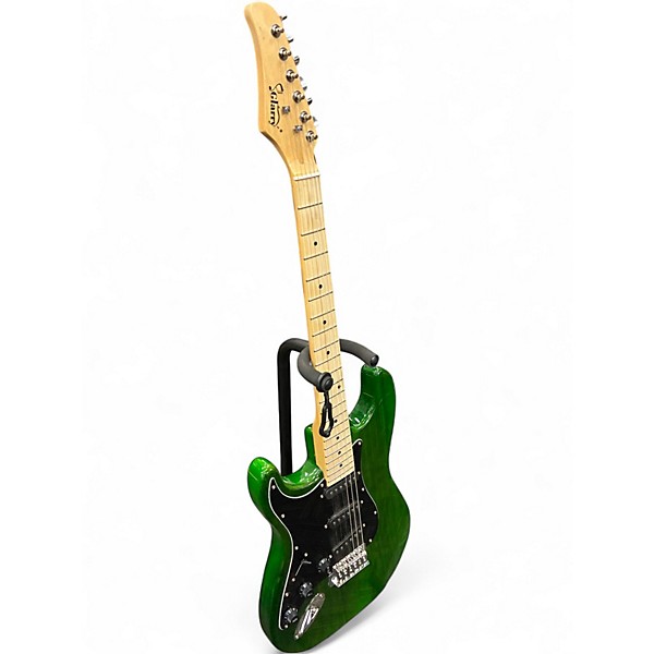 Used Glarry double cutaway electric LH Trans Green Solid Body Electric Guitar
