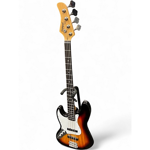 Used Glarry Double cutaway electric LH 3 Color Sunburst Electric Bass Guitar