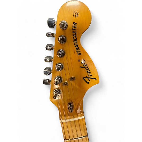 Vintage 1980s Fender MIJ E Series Stratocaster Blue Floral Solid Body Electric Guitar