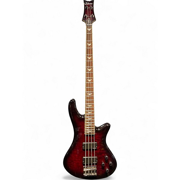 Used Schecter Guitar Research Stiletto Extreme 4 String Black Cherry Electric Bass Guitar