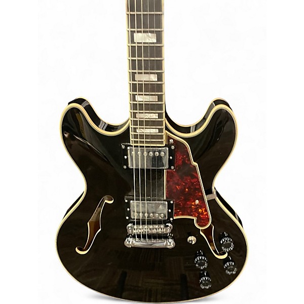 Used D'Angelico Premier Series DC Black Hollow Body Electric Guitar