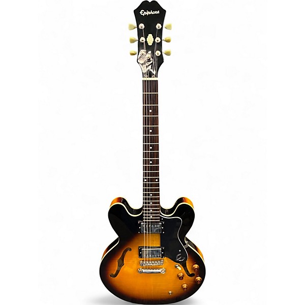 Used Epiphone Dot Deluxe Flametop 2 Color Sunburst Hollow Body Electric Guitar