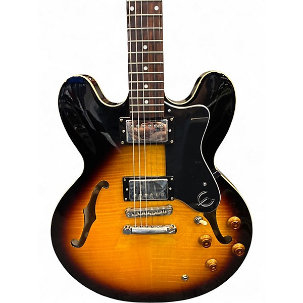 Used Epiphone Dot Deluxe Flametop 2 Color Sunburst Hollow Body Electric Guitar