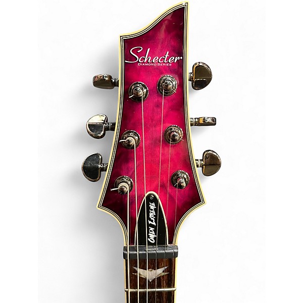 Used Schecter Guitar Research Omen Extreme 6 Trans Hot Pink Burst Solid Body Electric Guitar